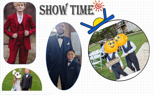 Boys Suits 3 Pieces Slim Fit Blazer Pants Black Blue Outfit Suit for Wedding - Picture 10 of 34