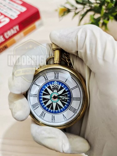 Brass Pocket Watch Gift For Him & Her - Antique Brass Pocket Watch Collectible - Picture 6 of 6