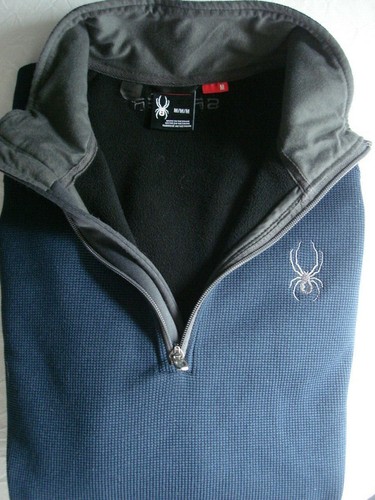 Spyder Men’s Stryke Fleece Lined Blue/Gray 100% Poly 1/4 Zip Sweater Jacket Sz M - Picture 9 of 9