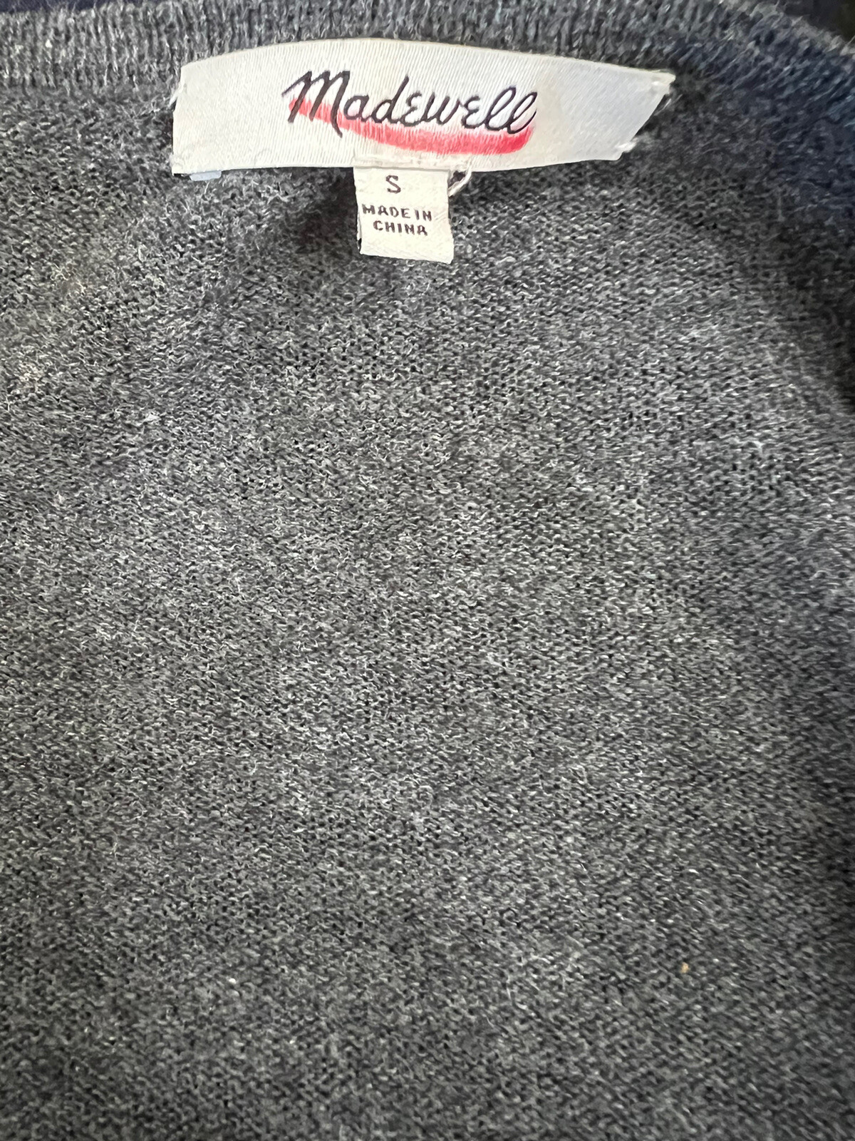 Madewell Open Front Patch Pocket Gray Cardigan Si… - image 5