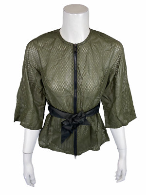 G.I.L.I. Women's Perforated Dolman Sleeve Belted Jacket Rainforest/Black 0 Size 
