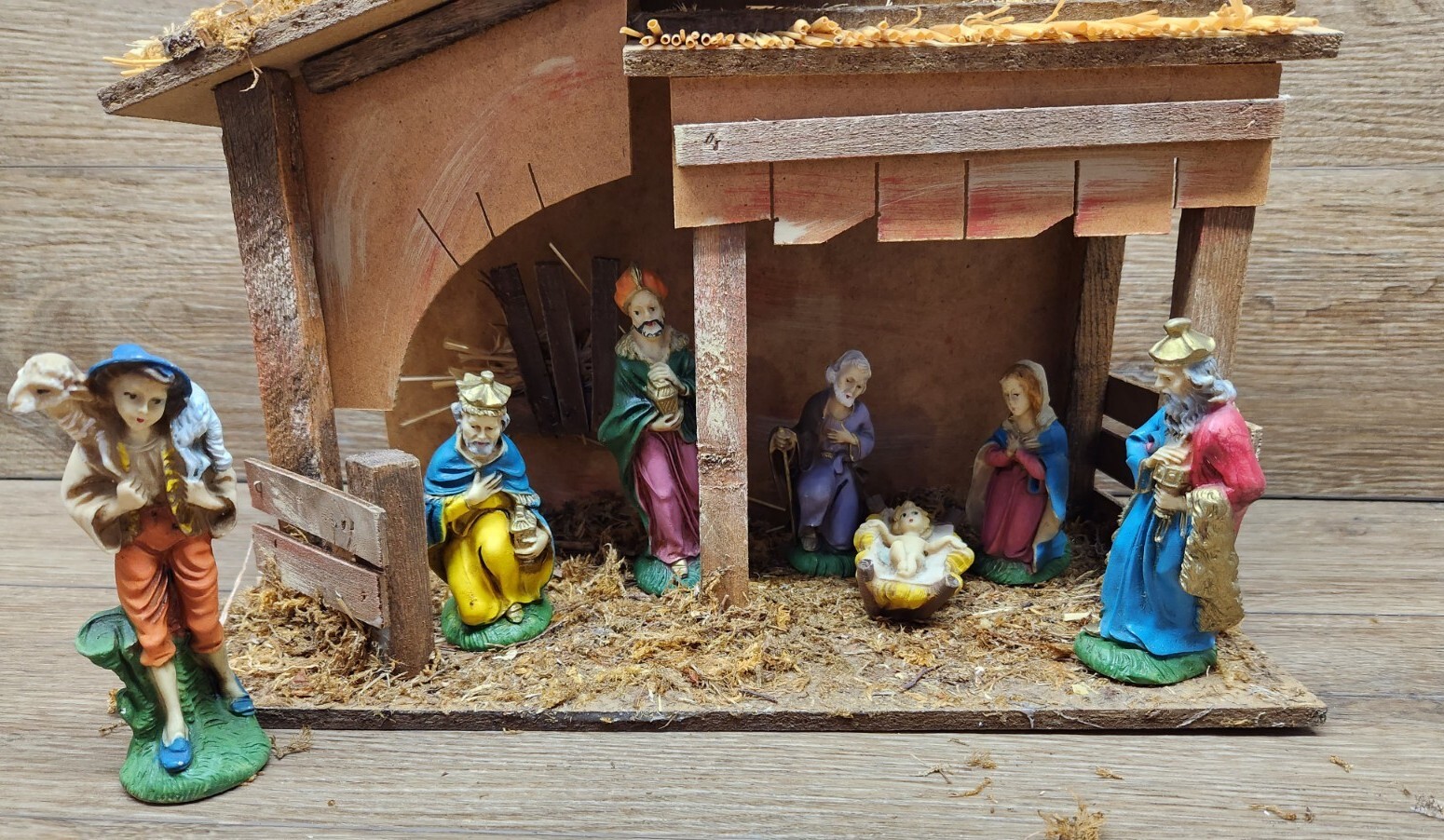 Vintage Sears Nativity Set 7 Piece Hand Painted Figures Made In Italy