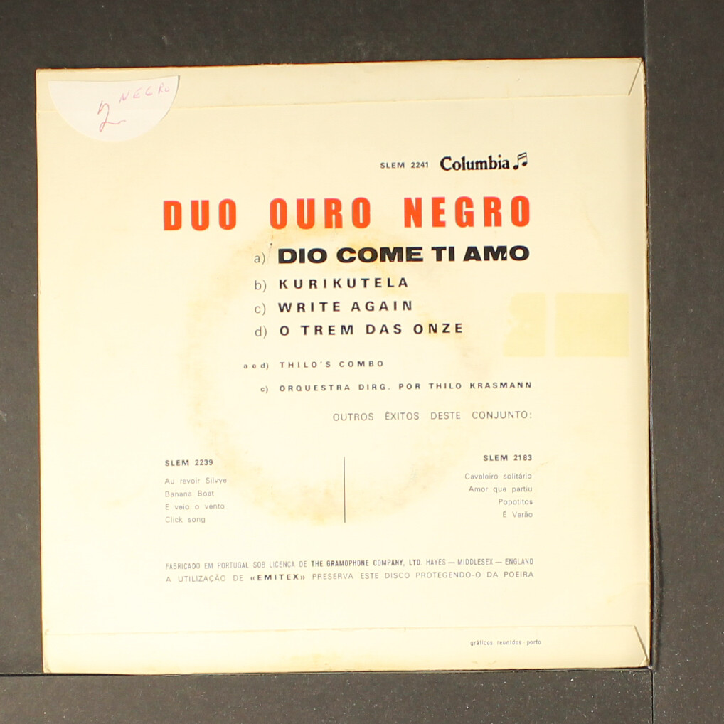 DUO OURO NEGRO: dio come ti amo COLUMBIA 7