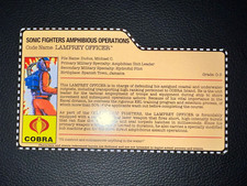 GI Joe Collectors Club Convention Sonic Fighters Lamprey Officer File Card Only