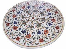 Plateau De Table À Café En Marbre De 36" Inlay Pietra Dura Décor De Maison