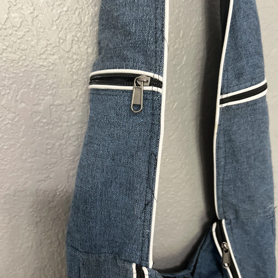 Bolso Hobo Hippie Denim Bordado Corazón Algodón Nepal Correa Larga Boho Cremalleras Foto 4 de 4
