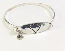 South Carolina Pride SC State Silver Tone Bangle Bracelet Southern Pride