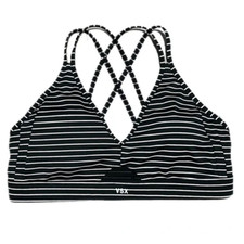 Victorias Secret VSX Strappy Back  Removable Padding Sport Bra Large Black Stripe