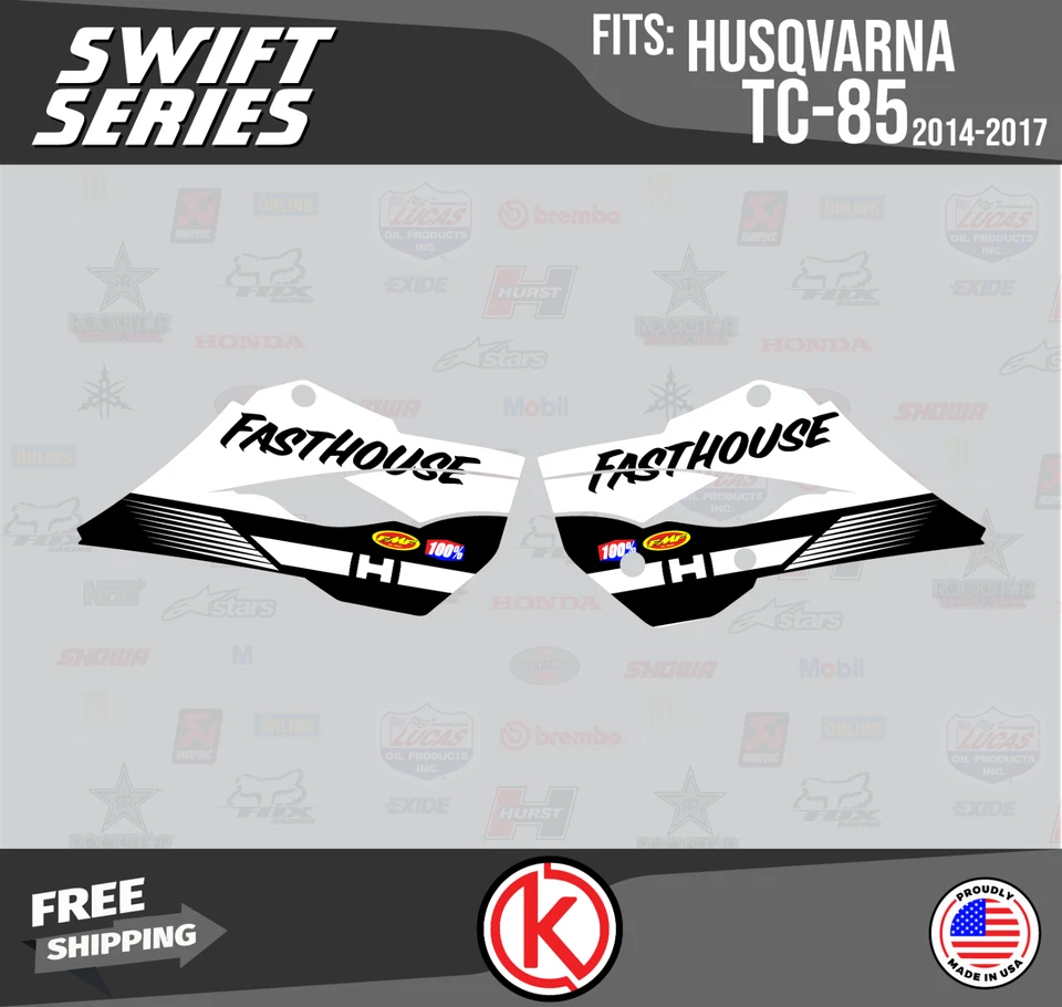 图形套件适用于 Husqvarna TC85 2014 2015 2016 2017 Swift-白色 — 第 2/4 张图片