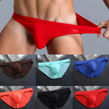 Men Ice Silk Briefs Seamless Underwear Bulge Pouch Underpants Panties Knickers