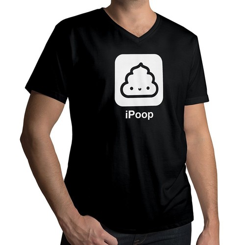 iPoop iPhone App Symbol süß cool toll humorvoll lustig Herren T-Shirt V-Ausschnitt - Bild 12 von 21