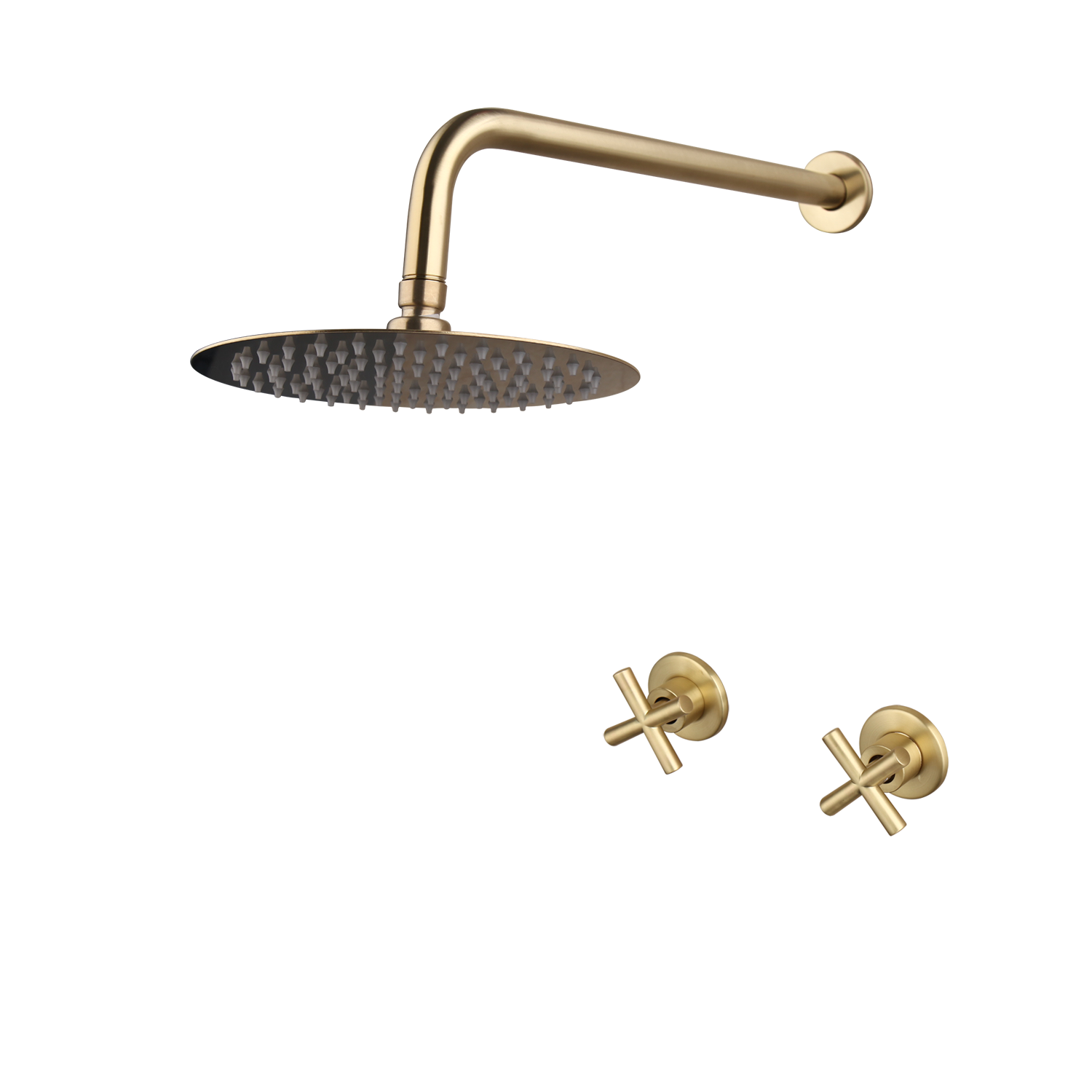 Brushed Gold Bathroom 8“ Shower Set Dual Handles Faucet Mixer Kit Wall