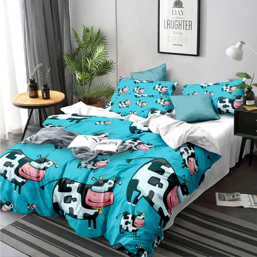 Cartoon Cow Duvet Cover Set for Comforter Bedding Set Pillow Cases Twin Queen US