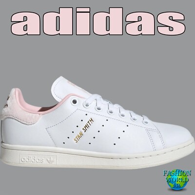 adidas Stan Smith Originals Leather Womens Shoes Sneakers SZ 9.5 White/Pink/Gold
