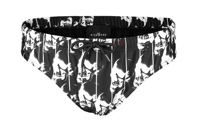 NWT JOHN RICHMOND SWIM SHORTS black skulls drawstring beachwear luxury Italy XL