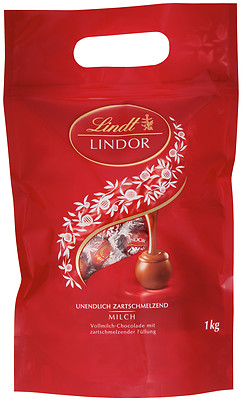 Lindt Lindor XXL Beutel Milch Vollmilch Schokolade 78 Pralinen - 1kg