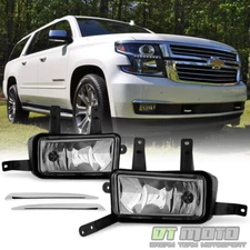2015-2020 Chevy Suburban/Tahoe Fog Lights Lamps w/Chrome Trim+Switch+Bulbs 16-18