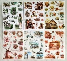 Rub on transfer stickers 2 sheets per set holiday, windmill, flowers and more
