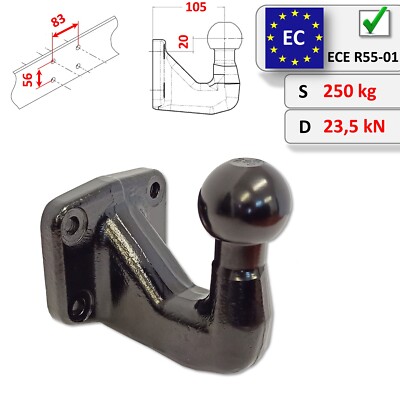 Kugelkopf Anhängerkupplung AHK Flanschkugel Lochbild 83x56mm ABE Universal