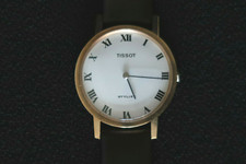 TISSOT STYLIST DRESS WATCH  9CT GOLD MANUAL WIND WHITE DIAL BROWN LEATHER STRAP 