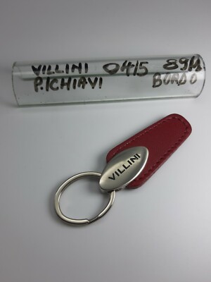 Schlüsselanhänger - Leder/Metall - Bordeaux/Chrom - Cod.04/5 - Villini 