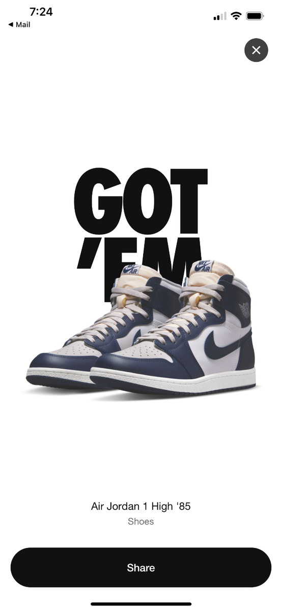 New Air Jordan 1 Retro High 85 Georgetown College Navy 2022 BQ4422 