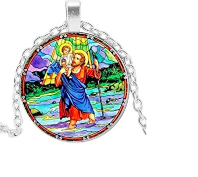 saint christopher bless Pendant 925 Sterling Silver 20'' Necklace Gold Award Art