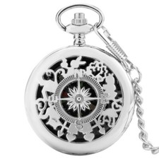 Black/Silver/Bronze/Gold Alloy Case Unisex Pocket Compass FOB Pendant Chain Gift