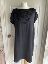 Mango 100% Silk Embroidered Tunic Dress Top Size L