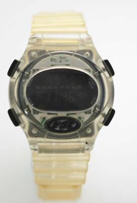 Fossil Watch Mens Digital Black Plastic Beige Light Day Date Alarm