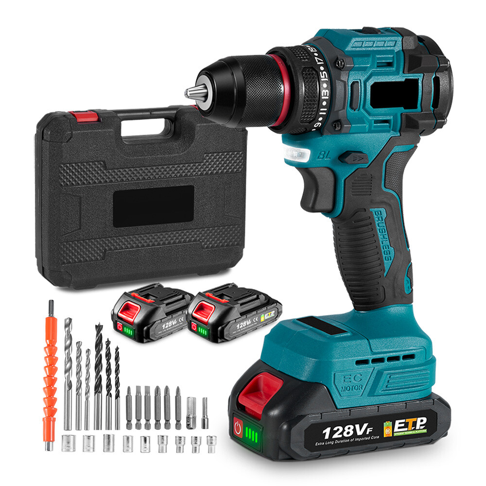 3/8” Cordless Drill Set Power Drill Kit Screwdriver With 2 Battery and Charger