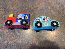 Disney Wooden Train and Car Mickey and Minnie