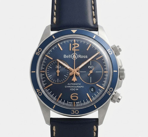 Bell & Ross BR V2-94 Aeronavale Chronograph Blue BRV2-94-BU-G-ST/SCA Serviced