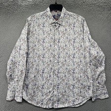Robert Graham Shirt Mens Large Classic Fit Paisley Floral Dress Shirt Flip Cuff