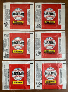 1976 Topps Baseball Wax Pack Wrapper Lot of 6 All Four Variations No Tears