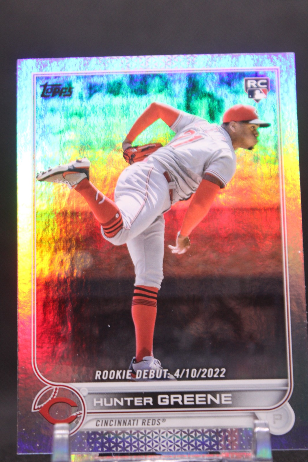 Hunter Greene #US267 2022 Topps Update Rainbow Foil Cincinnati RedsRC Rookie