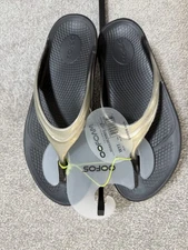 Oofos Oolala Luxe Women's Thong 11 Black Latte Casual Slip On Flip Flop Sandal