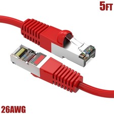 5Ft Cat5E RJ45 LAN Network Ethernet Router FTP Shielded Patch Molded Cable Red