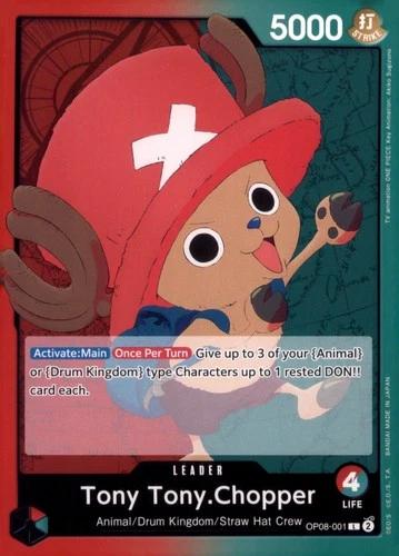 One Piece Card Game Tony Tony Chopper OP08-001 Leader Card