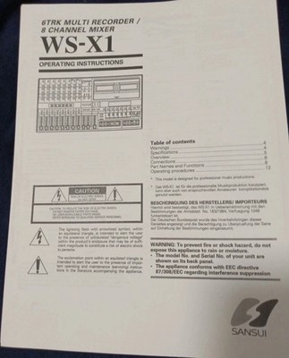SANSUI WS-X1 Cassette Studio Mixer Owners Manual Photocopy