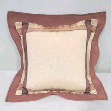 Ethan Allen Custom Made Throw Pillow Vintage 16" Square Made In USA Beige Rust