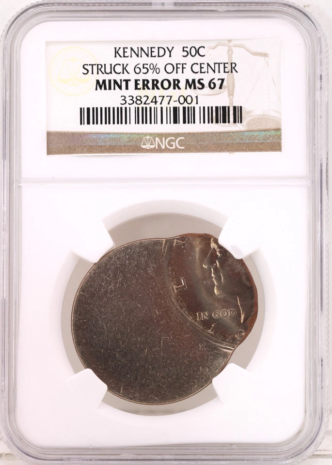 19__ 50C Kennedy Half Dollar PCGS MS 67 Struck 65% Off Center - Image 3 of 4