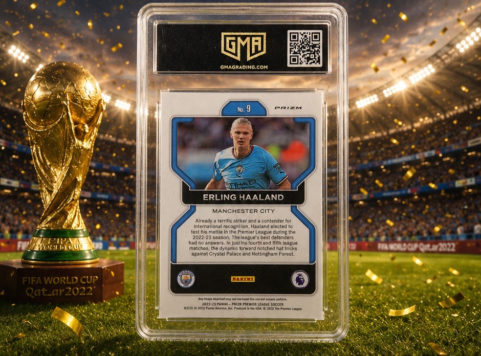 Panini Prizm Premier League Erling Haaland Man City #9 Pink Mosaic Prizm GMA view 2