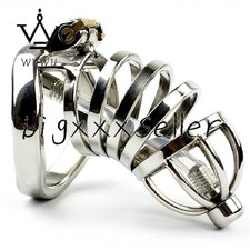 Stainless Steel Male Chastity Device Long Cage for Men Metal Locking Belt C110-2