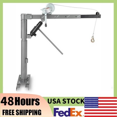 1000 Lbs Pickup Truck Crane Hydraulic Hoist with Manual Winch 360° Swivel 4