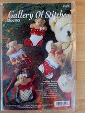 Vtg Bucilla 1995 Gallery of Stitches Holiday Bears Felt Ornaments Kit 33518 NEW