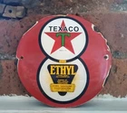 VINTAGE TEXACO ETHYL OIL GASOLINE GAS PUMP PORCELAIN ENAMEL SIGN!