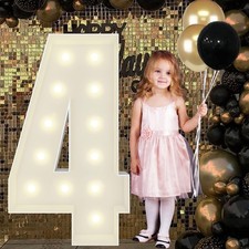 4FT Marquee Light Up Numbers Pre-Cut Frame Giant Marquee Numbers 4, Mosaic Nu...