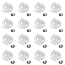 16 Pcs Rose Lapel Pin, 2 Inch Men's Flower Boutonnieres, White