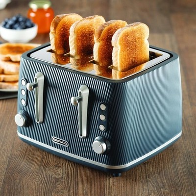 Daewoo Cascade Retro 4-Scheiben-Toaster matte strukturierte Oberfläche marineblau